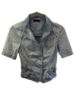 Dismoro Women's Light Gray Short-Sleeve Tailored Blouse Jacket